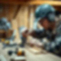 A carpenter measuring wood with precision tools