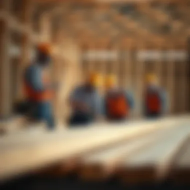 Collaboration on a Construction Site A diverse group of carpenters working on a construction site