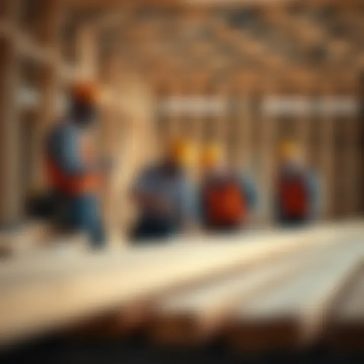 Collaboration on a Construction Site A diverse group of carpenters working on a construction site