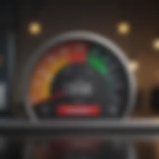 Visual representation of a credit score gauge