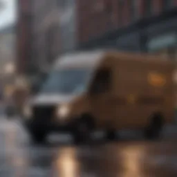 UPS delivery vehicle on urban streets