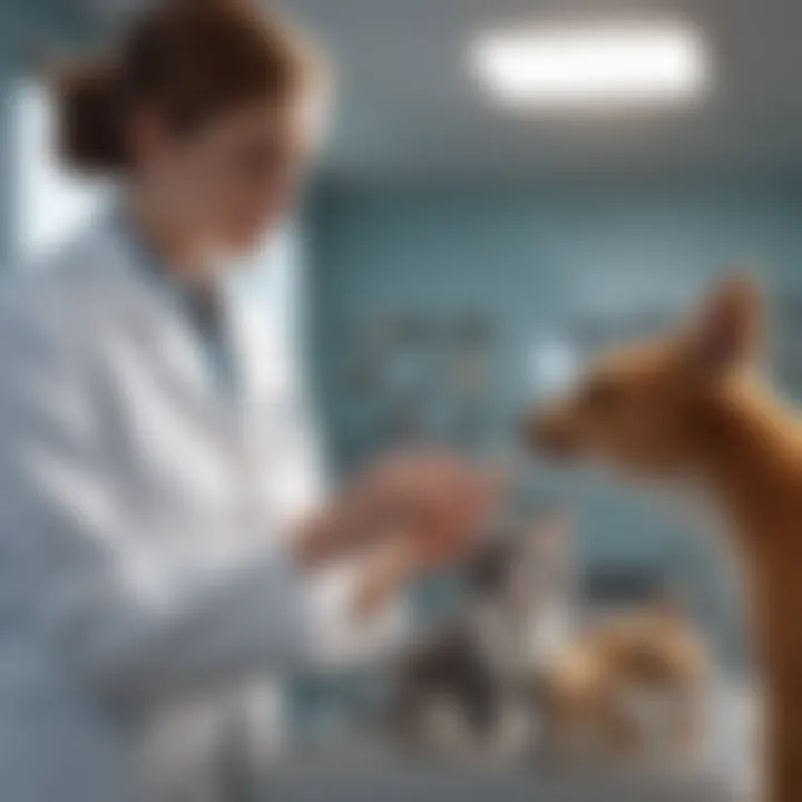 Veterinarian interacting with a variety of animals in a clinic