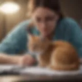 Veterinary assistant performing medical check on a cat