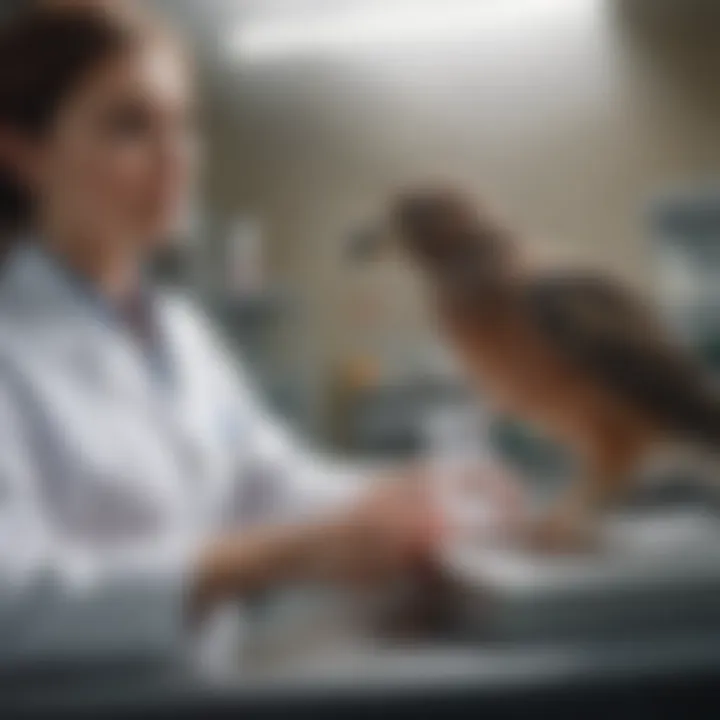 Veterinary assistant providing care for a bird