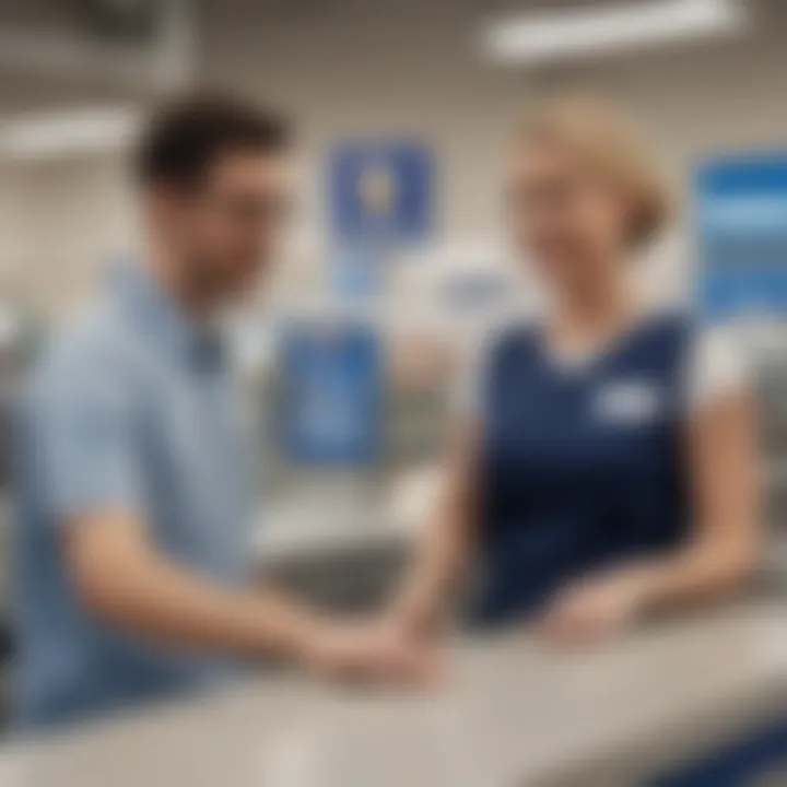 Customer interacting at Walmart service counter