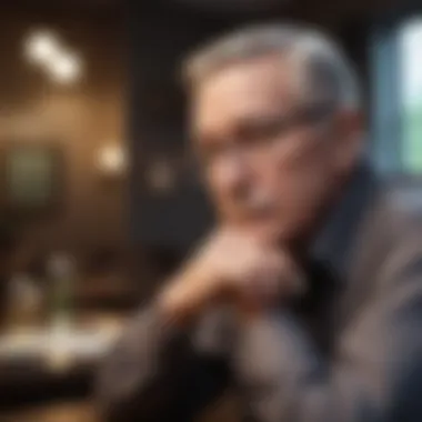 Contemplating Retirement Decisions A thoughtful individual contemplating retirement options